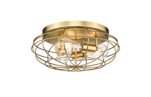 Austere Three Light Flush Mount in Brushed Brass (405|510-3C-BB)