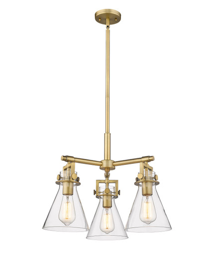 Downtown Urban Three Light Pendant in Brushed Brass (405|411-3CR-BB-G411-7CL)