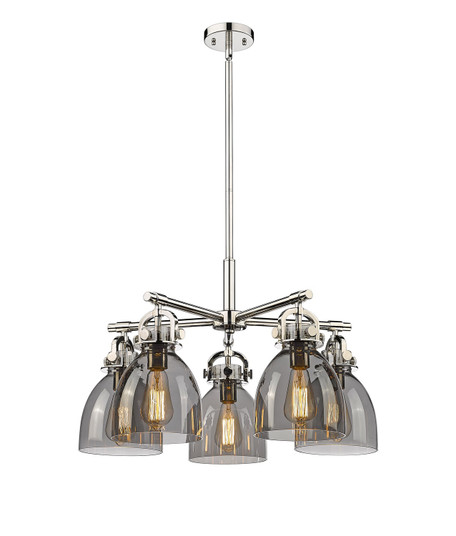 Downtown Urban Five Light Chandelier in Polished Nickel (405|410-5CR-PN-G412-7SM)