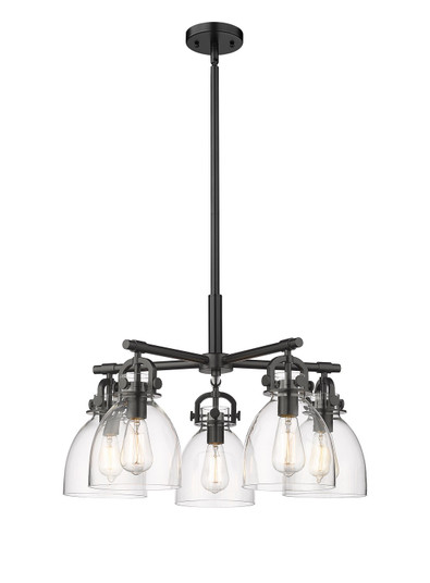 Downtown Urban Five Light Chandelier in Matte Black (405|410-5CR-BK-G412-7CL)