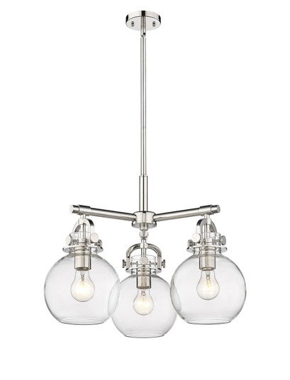 Downtown Urban Three Light Pendant in Polished Nickel (405|410-3CR-PN-G410-7CL)