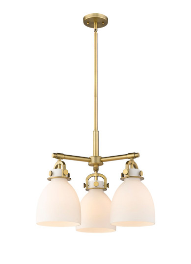 Downtown Urban Three Light Pendant in Brushed Brass (405|410-3CR-BB-G412-7WH)
