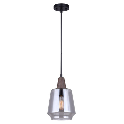 Dante One Light Pendant in Matte Black And Faux Wood (387|IPL2040B01BKW)