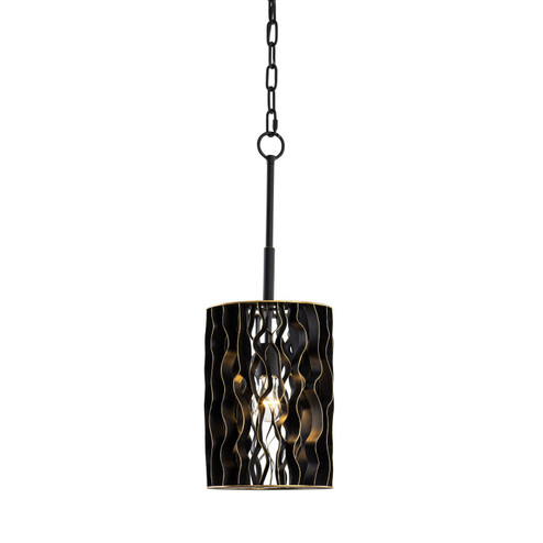 Estela One Light Mini Pendant in Matte Black/French Gold (137|380M01MBFG)