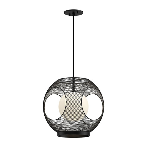 Kona One Light Exterior Pendant in Black/Opal Glass (347|EP56913-BK/OP)