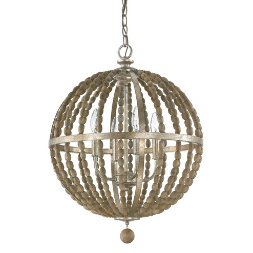 Lowell Four Light Pendant in Tuscan Bronze w/Wood (65|4794TZ)