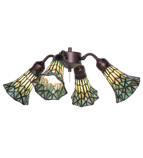Stained Glass Pond Lily Four Light Fan Light in Mahogany Bronze (57|261516)