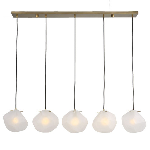 Geodesic Five Light Linear Pendant in Matte Antique Brass (52|21577)