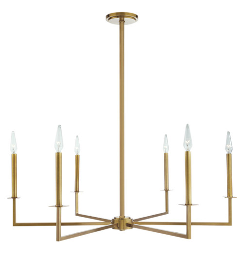 Ray Six Light Chandelier in Aged Brass (185|6521-AG-CA)