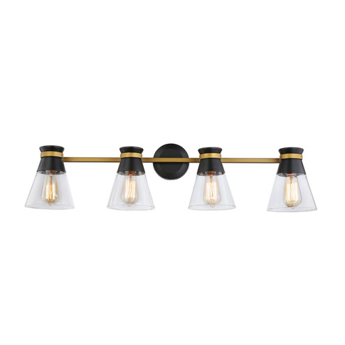 Kanata Four Light Vanity in Black & Brushed Brass (78|AC11804BB)