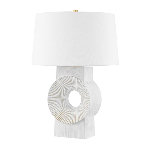 Milner One Light Table Lamp in Aged Brass/Whitewash Ceramic (70|L1927-AGB/CWW)
