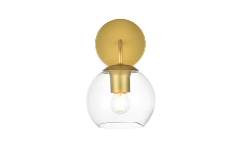 Genesis One Light Bath Sconce in Brass and Clear (173|LD7321W6BRA)