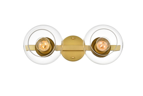 Rogelio Two Light Bath Sconce in Brass and Clear (173|LD7320W17BRA)