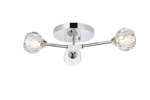 Zayne Three Light Flush Mount in Chrome and Clear (173|3508F18C)