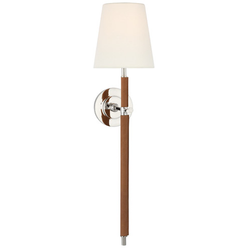 Bryant Wrapped LED Wall Sconce in Polished Nickel and Natural Leather (268|TOB 2582PN/NAT-L)
