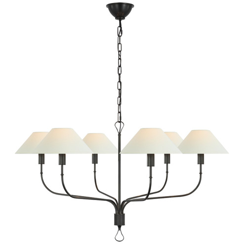 Griffin LED Chandelier in Bronze and Chocolate Leather (268|AL 5006BZ/CHC-L)