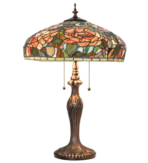 Tiffany Peony Two Light Table Lamp in Mahogany Bronze (57|265068)
