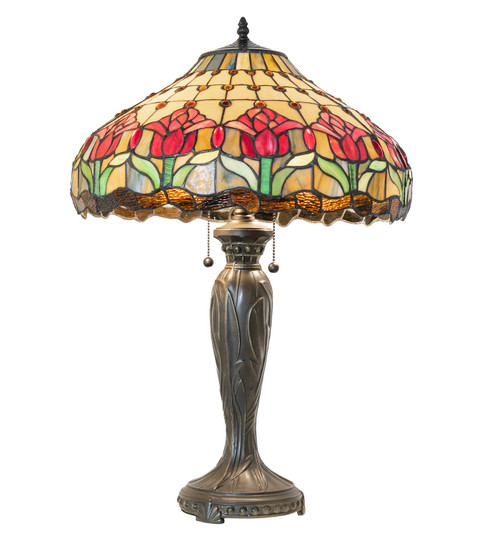 Colonial Tulip Two Light Table Lamp in Bronze (57|265019)