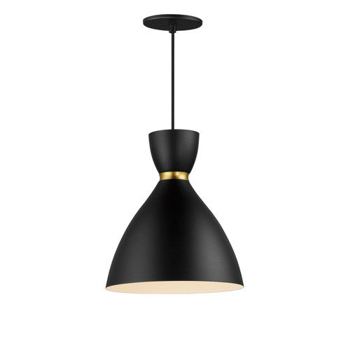 Carillon One Light Mini Pendant in Black / Satin Brass (16|11302BKSBR)