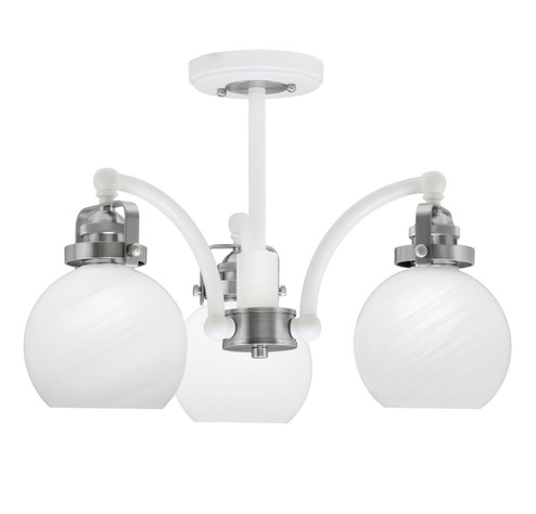 Easton Three Light Semi-Flush Mount in White & Brushed Nickel (200|1947-WHBN-4101)