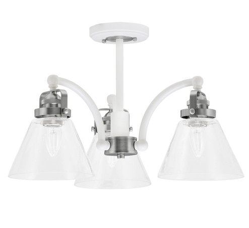 Easton Three Light Semi-Flush Mount in White & Brushed Nickel (200|1947-WHBN-302)