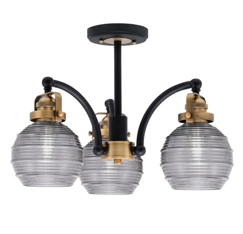 Easton Three Light Semi-Flush Mount in Matte Black & Brass (200|1947-MBBR-5112)