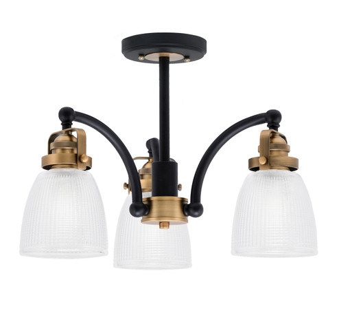 Easton Three Light Semi-Flush Mount in Matte Black & Brass (200|1947-MBBR-500)