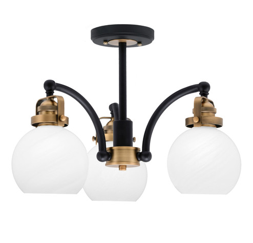 Easton Three Light Semi-Flush Mount in Matte Black & Brass (200|1947-MBBR-4101)