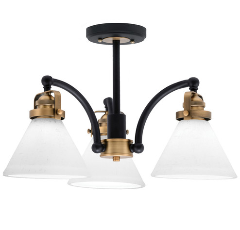 Easton Three Light Semi-Flush Mount in Matte Black & Brass (200|1947-MBBR-312)