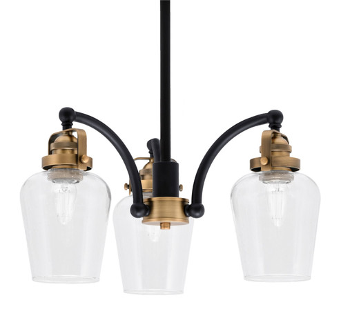 Easton Three Light Chandelier in Matte Black & Brass (200|1943-MBBR-210)