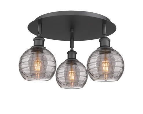 Ballston Three Light Flush Mount in Matte Black (405|516-3C-BK-G1213-6SM)