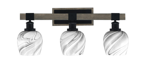 Tacoma Three Light Bath Bar in Matte Black & Painted Distressed Wood-look Metal (200|1843-MBDW-4819)
