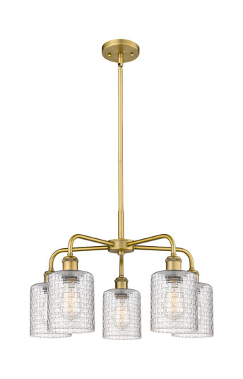 Downtown Urban Five Light Chandelier in Brushed Brass (405|516-5CR-BB-G112C-5CL)