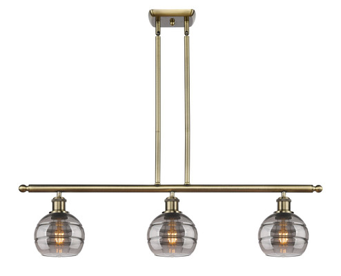 Ballston Three Light Island Pendant in Antique Brass (405|516-3I-AB-G556-6SM)