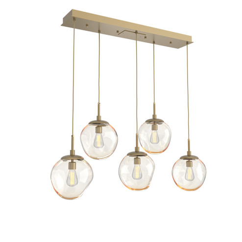 Aster Five Light Pendant in Gilded Brass (404|PLB0062-05-GB-A-C01-E2)