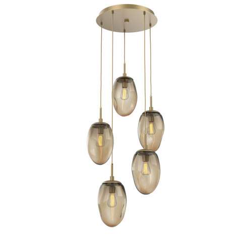 Meteo Five Light Pendant in Gilded Brass (404|CHB0063-05-GB-B-C01-E2)