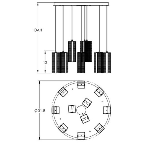 Downtown Mesh 11 Light Pendant in Graphite (404|CHB0020-11-GP-F-C01-E2)