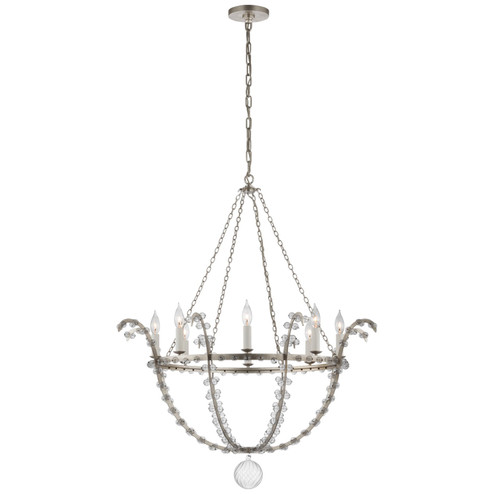 Alonzo LED Chandelier in Burnished Silver Leaf and Clear Glass (268|JN 5150BSL/CG)