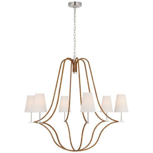 Biscayne LED Chandelier in Polished Nickel and Natural Rattan (268|CHC 5583PN/NRT-L)