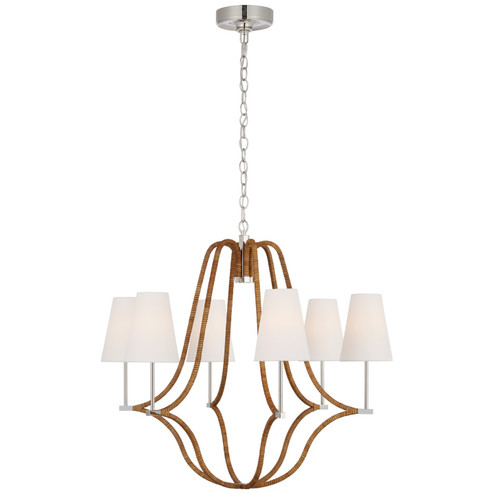 Biscayne LED Chandelier in Polished Nickel and Natural Rattan (268|CHC 5581PN/NRT-L)