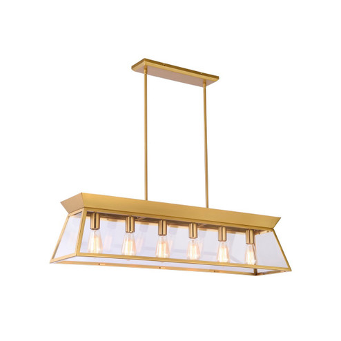 Lucian Six Light Island Chandelier in Brushed Brass (78|AC11854BB)