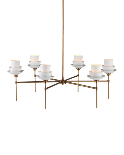 Etiquette Six Light Chandelier in Antique Brass/White (142|9000-1092)