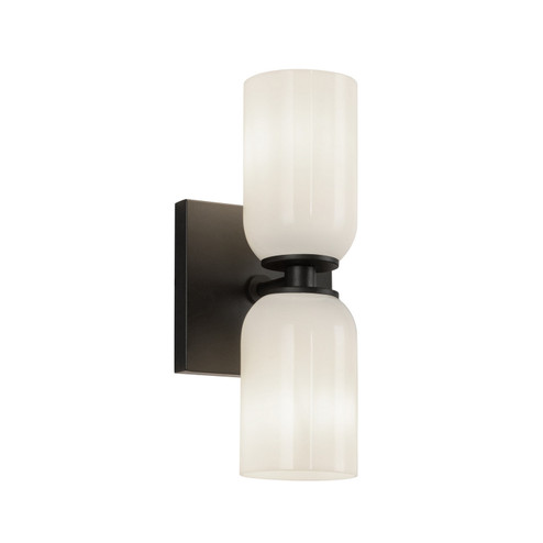 Nola Two Light Wall Sconce in Black/Glossy Opal Glass (347|WS57712-BK/GO)