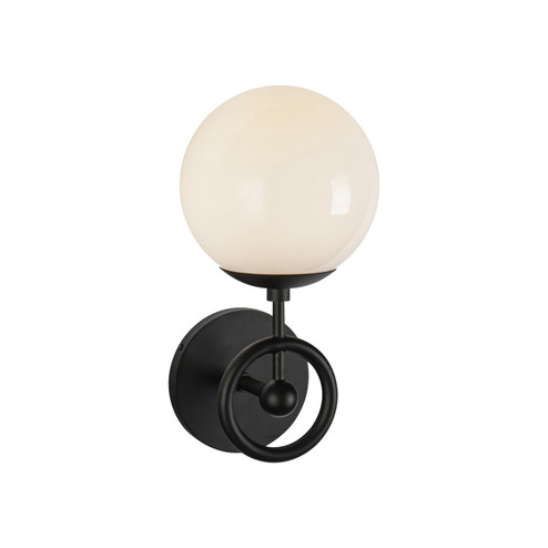 Fiore One Light Wall Vanity in Matte Black/Glossy Opal Glass (452|WV407306MBGO)