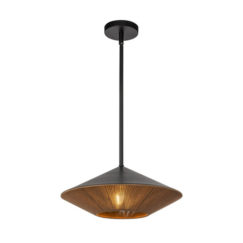 Daphne One Light Pendant in Matte Black/Brown Cotton Rope (452|PD633215MBBR)