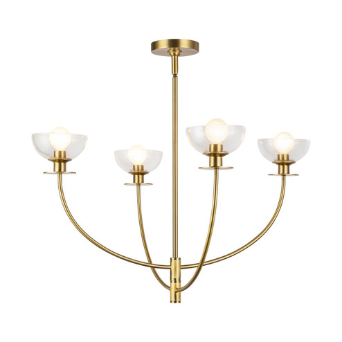 Sylvia Four Light Chandelier in Brushed Gold/Clear Glass (452|CH515226BGCL)