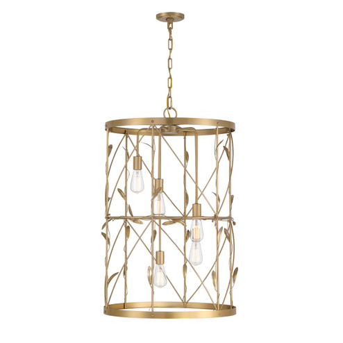 Lexington Five Light Pendant in Burnished Brass (51|3-6599-5-171)