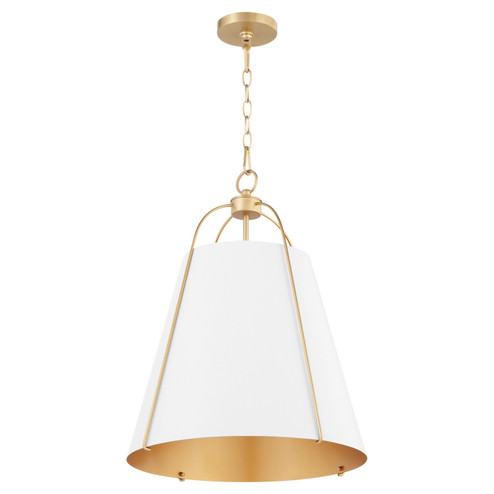 Jamie Three Light Pendant in Studio White w/ Aged Brass (19|861-3-0880)