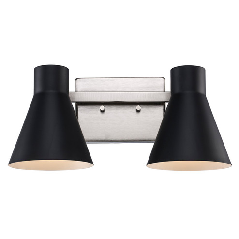 Two Light Vanity in Black / Brushed Nickel (110|22382 BK-BN)