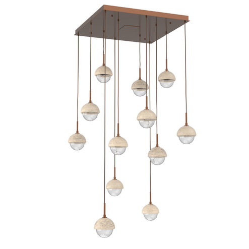 Cabochon LED Chandelier in Burnished Bronze (404|CHB0093-12-BB-TC-C01-L3)